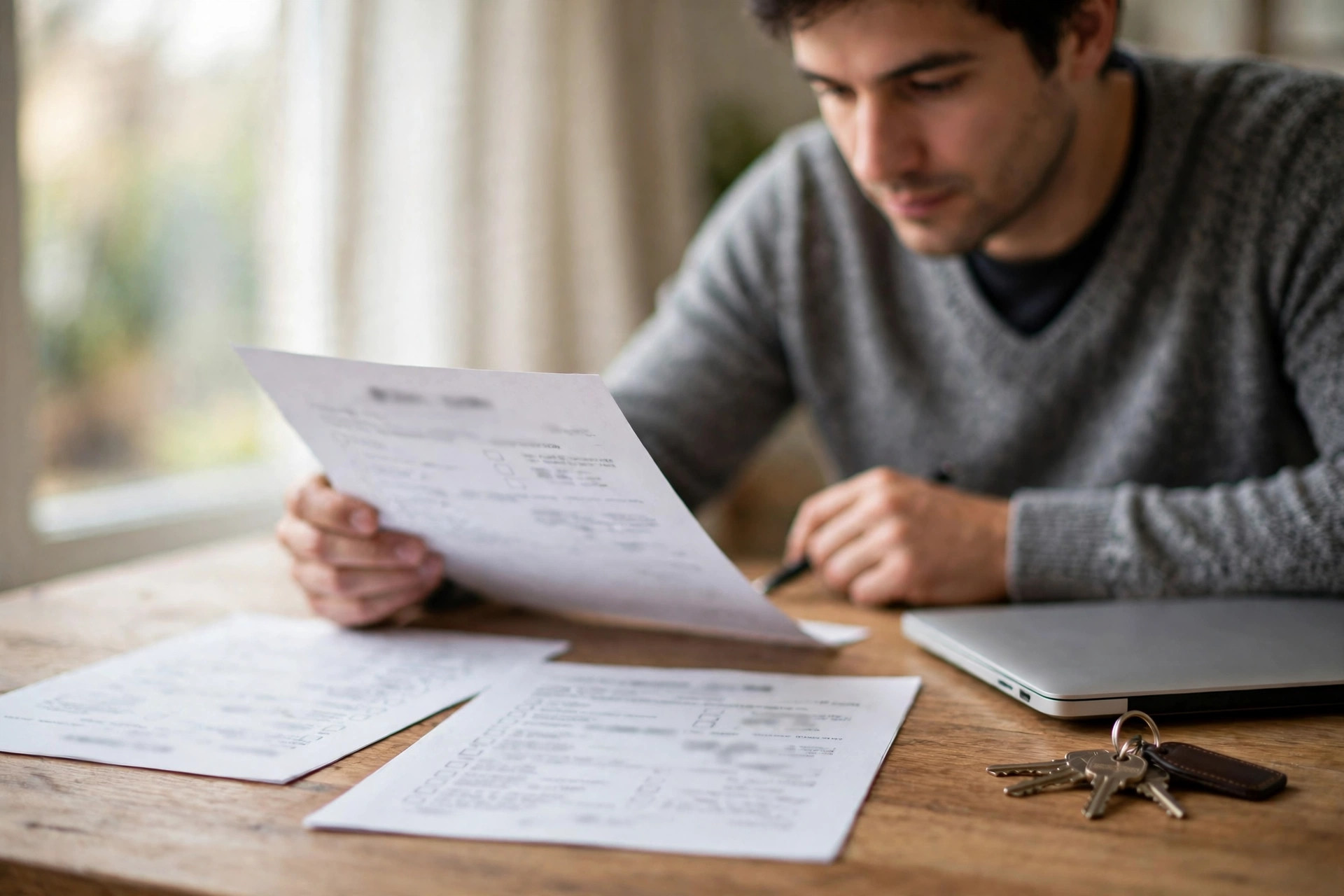 A host checking a registration document against a checklist at a desk